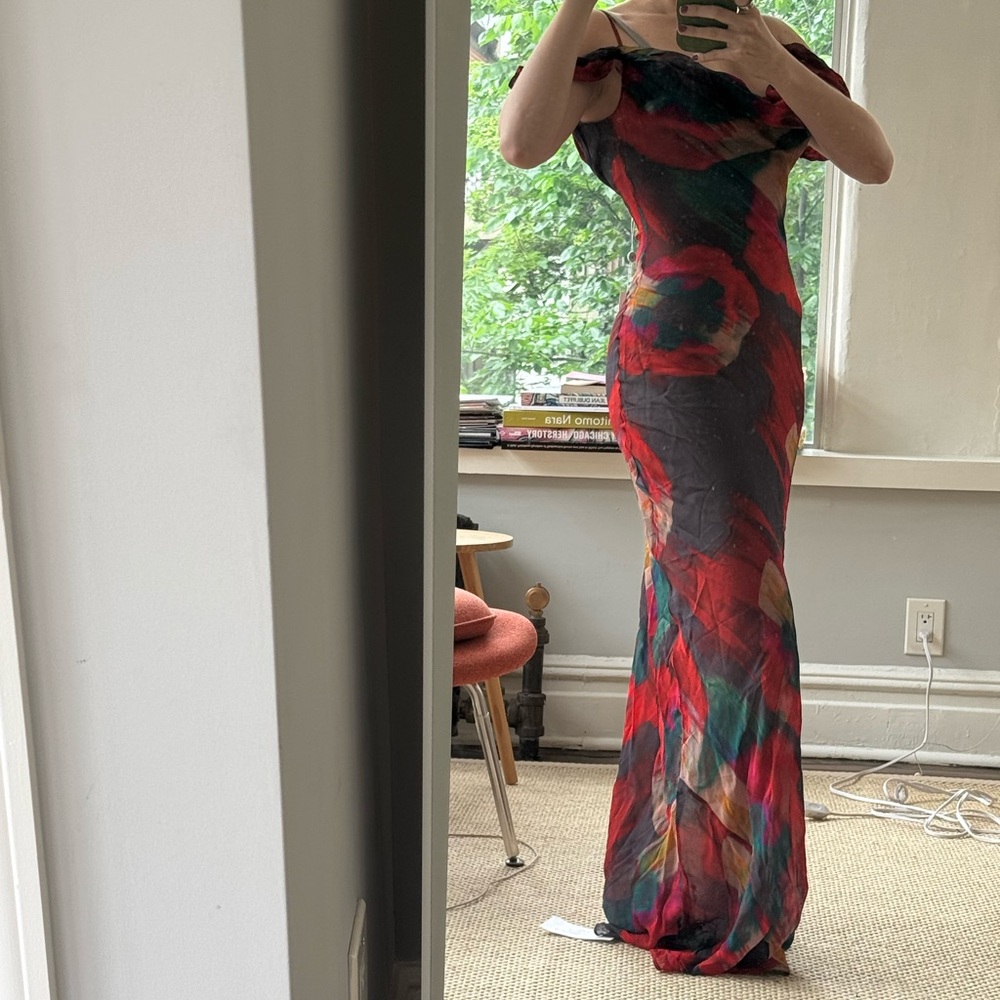 Elegant Multicolor Off-Shoulder Dress